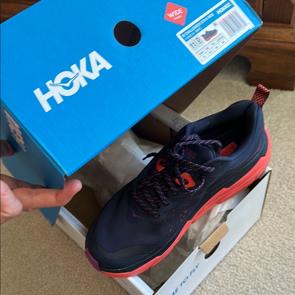 Hoka women’s Navy and Red Running Shoes